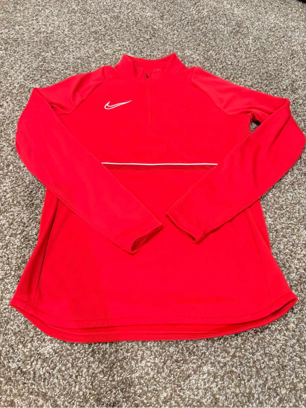 Nike Red Athletic Quarter-Zip Top with White Accent small